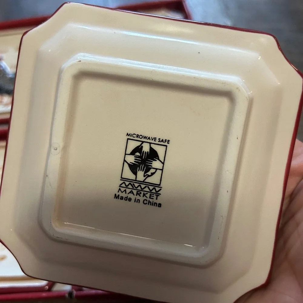 Set of 4 Vintage MWW Market Rooster Mini Plates 4.5 Cockerel Leghorn Cuckoo NEW
